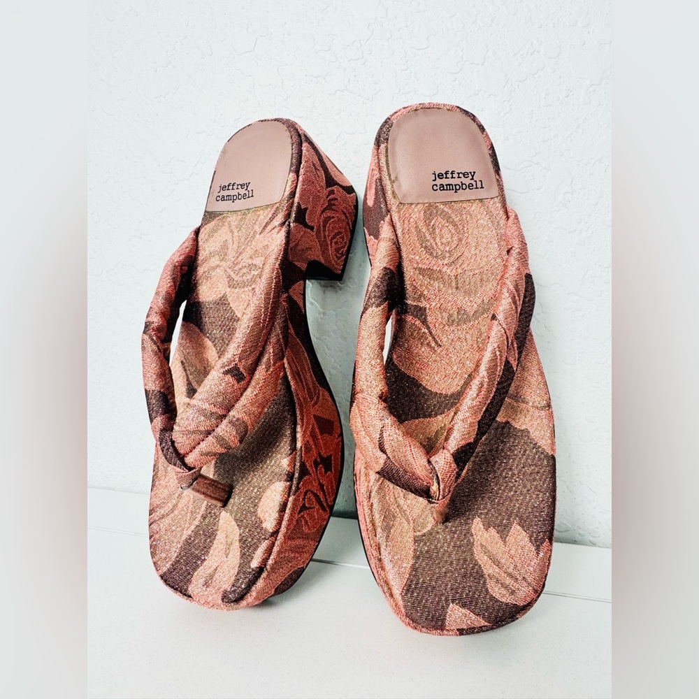 Jeffrey Campbell Luau Platform Sandal in Pink Rose Fabric Size 6